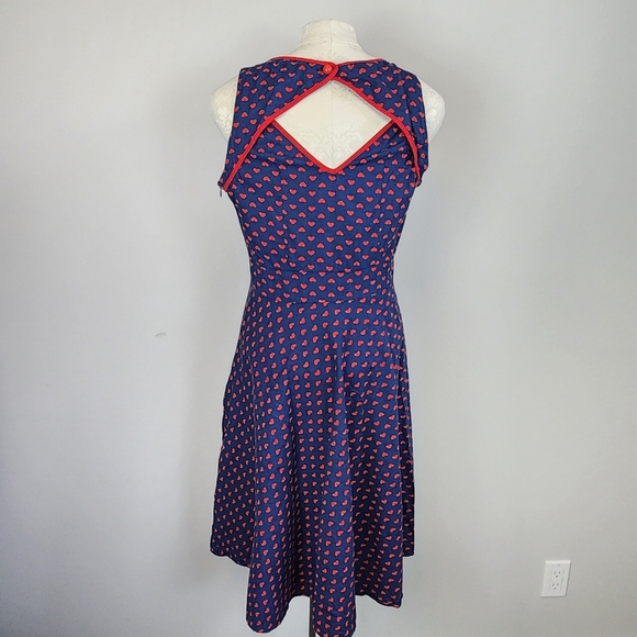 Vintage Retro Pin-up Style 50s Heart Polk-a-dot Dress Strapless Size Large - Picture 3 of 12